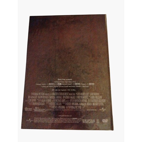 Schindlers List DVD 2004 Book Cover Academy Award Best Picture Steven Spielberg - Picture 6 of 6